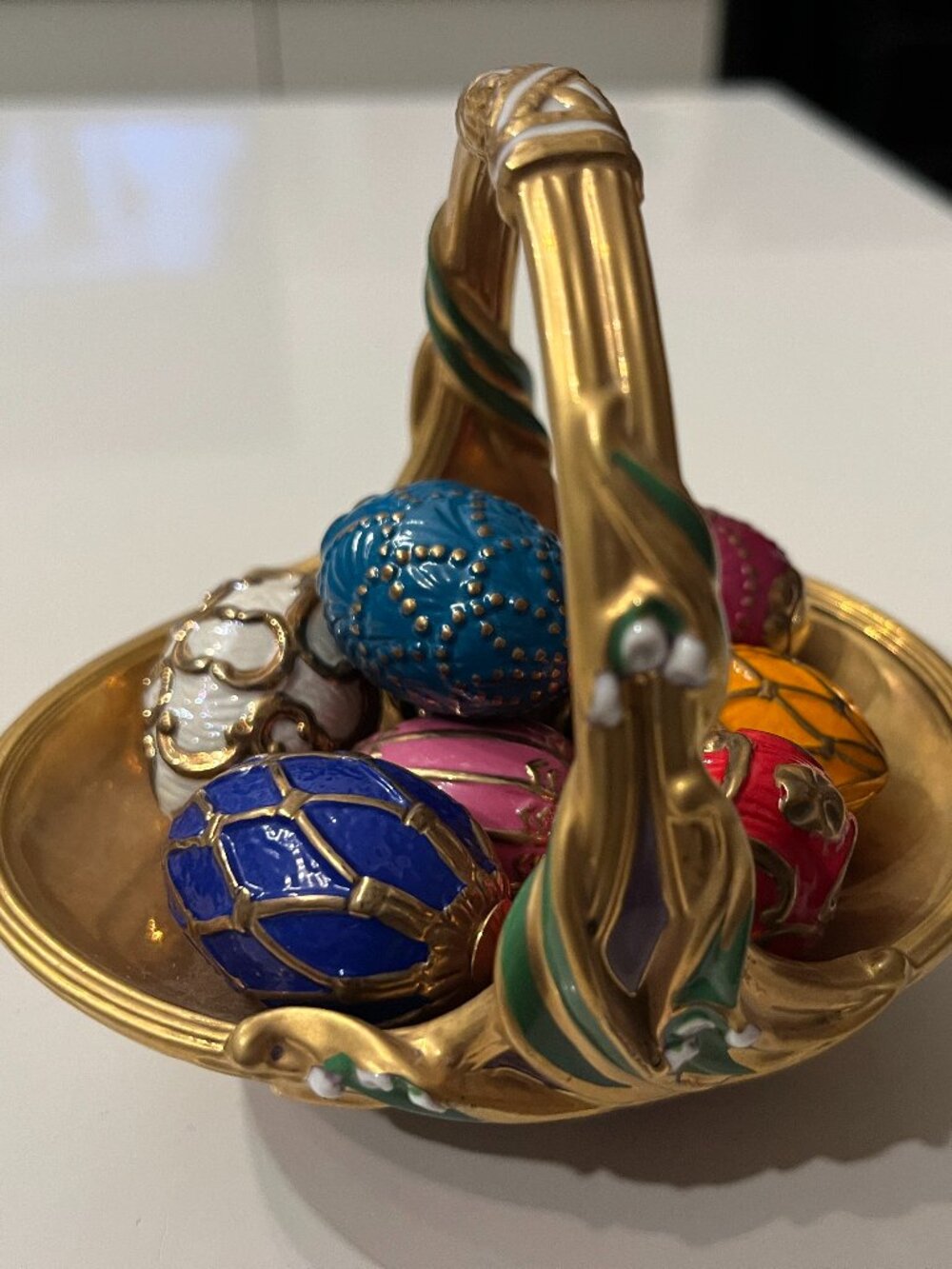 House of Faberge Franklin Mint Spring Egg Basket (Basket and 8 eggs)